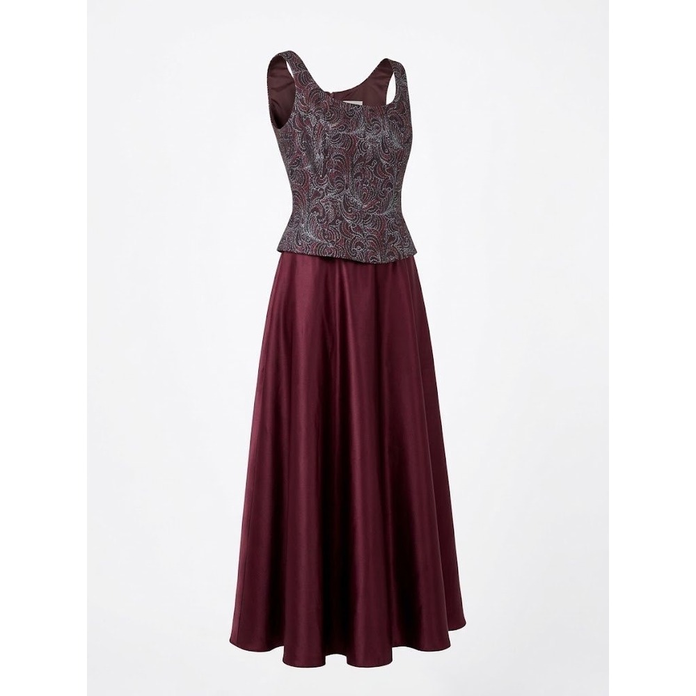 VTG 90's Dave & Johnny Gown Womens 11/12 Burgundy Brocade Gothic Regal Baroque